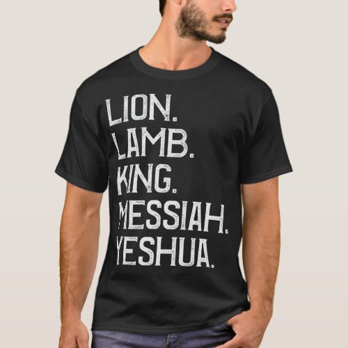 Distressed Lion Lamb King Messiah Yeshua Christian T_Shirt