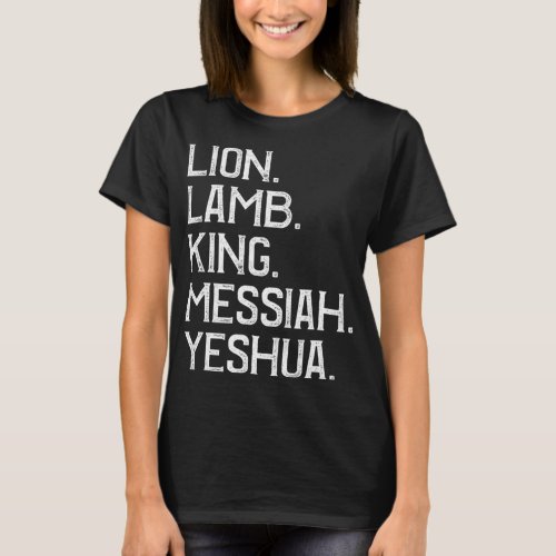 Distressed Lion Lamb King Messiah Yeshua Christian T_Shirt