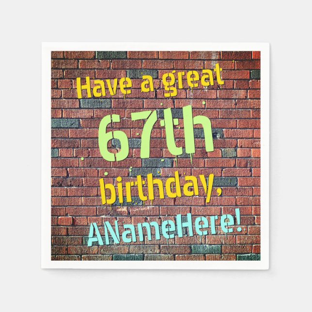 Distressed Look 67th Birthday Paper Napkins (Front)
