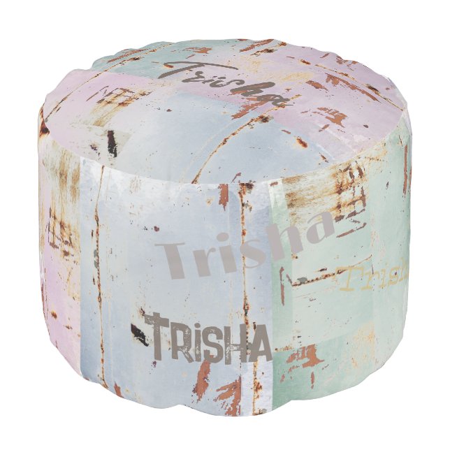 Distressed Look Pouf Chair HAMbWG (Angled Back)