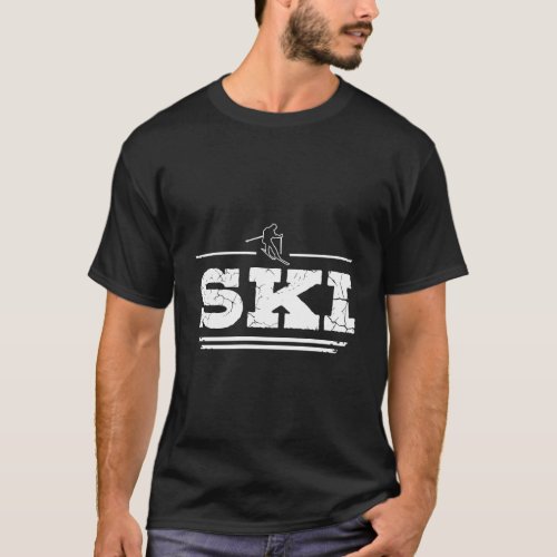 Distressed Look Skiing Gift For Skiers T_Shirt