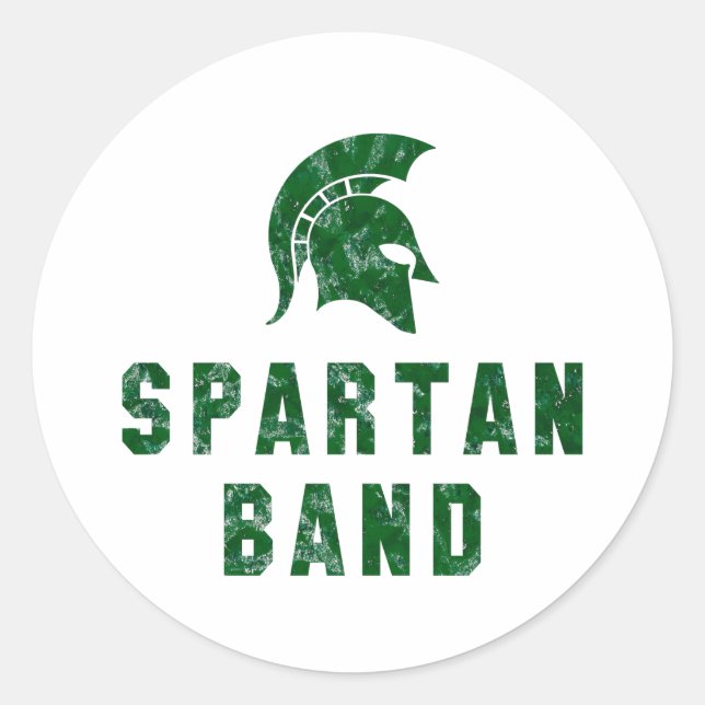 Distressed-Look Spartan Band Logo #1 Classic Round Sticker (Front)