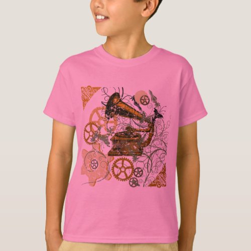 Distressed Look Steampunk Design T_Shirt