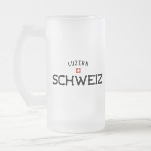 Distressed Luzern Schweiz (Lucerne Switzerland) Frosted Glass Beer Mug