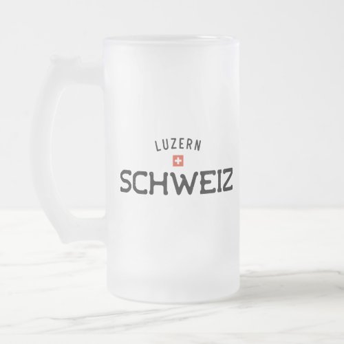 Distressed Luzern Schweiz Lucerne Switzerland Frosted Glass Beer Mug