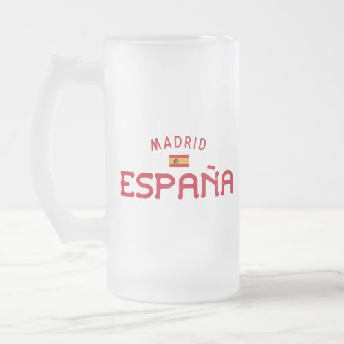 Distressed Madrid Spain Espaa Frosted Glass Beer Mug
