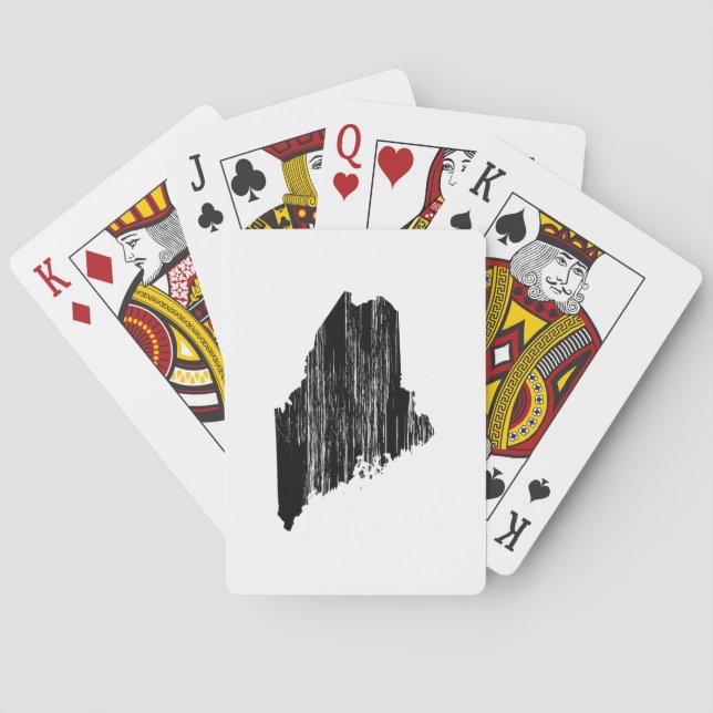 Distressed Maine State Outline Poker Cards (Back)