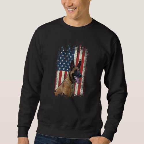 Distressed Malinois American Flag Patriotic Dog Sweatshirt