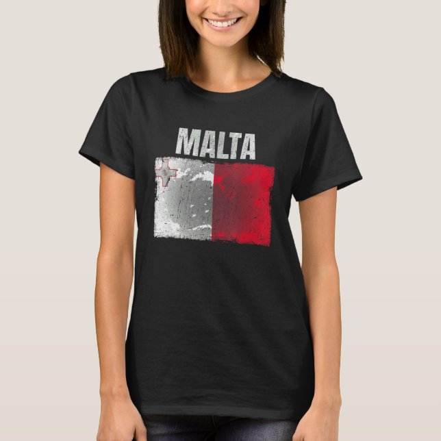 Distressed Malta Flag Graphic For Men Women Kids M T-Shirt (Front)