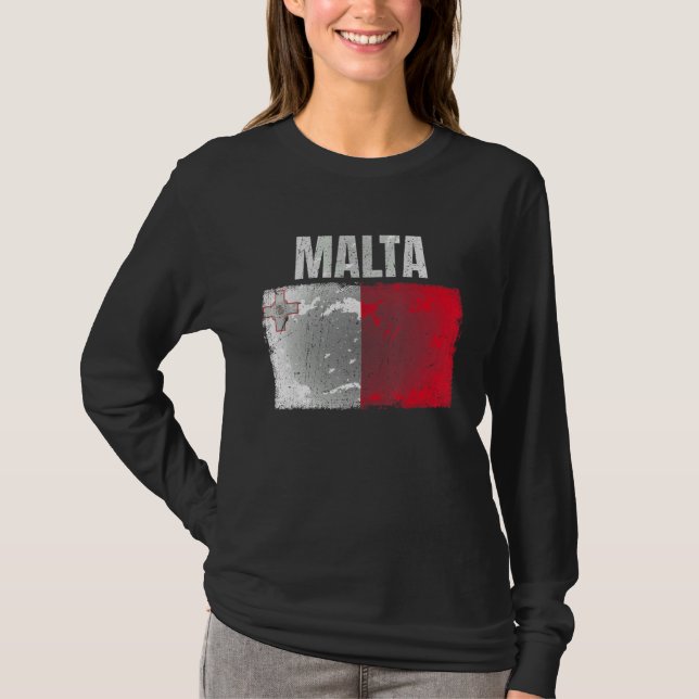 Distressed Malta Flag Graphic For Men Women Kids M T-Shirt (Front)