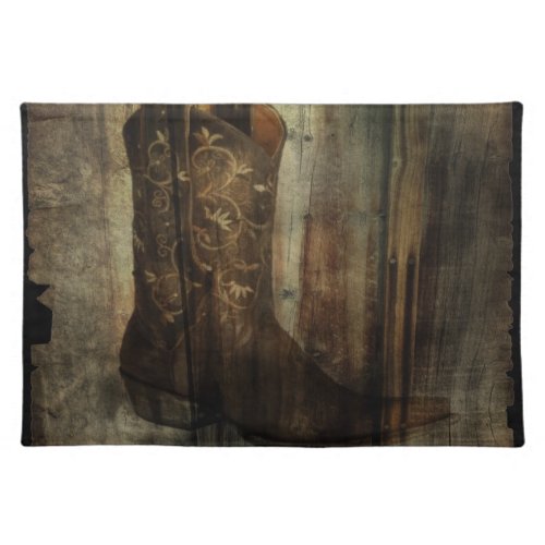 Distressed Man Cave Western Country Cowboy Boot Placemat