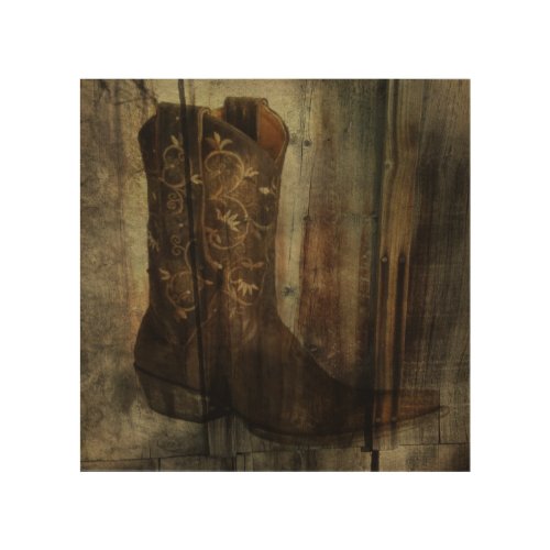 Distressed Man Cave Western Country Cowboy Boot Wood Wall Decor
