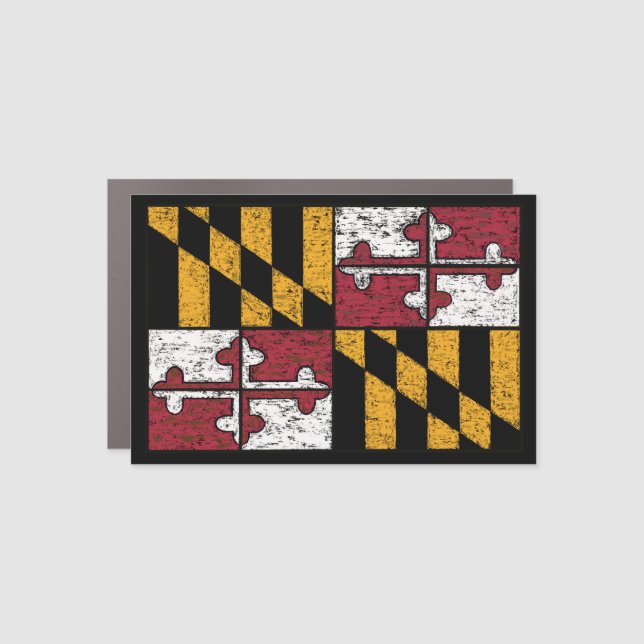 Distressed Maryland Flag Car Magnet (Front)
