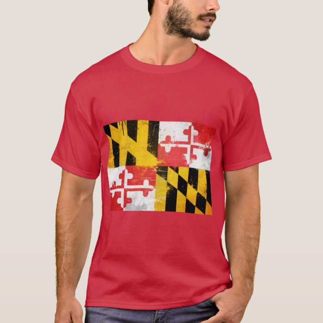 Distressed Maryland Flag T-Shirt (Front)