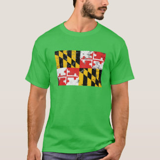 Distressed Maryland State Flag Design T-Shirt