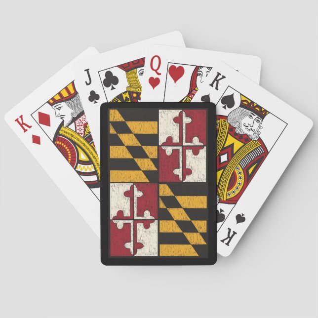 Distressed Maryland State Flag Poker Playing Cards (Back)