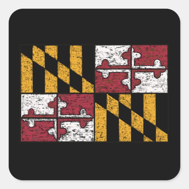 Distressed Maryland State Flag Sticker (Front)