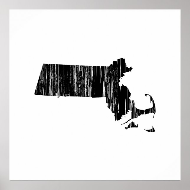 Distressed Massachusetts State Outline Poster (Front)