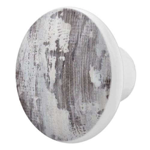 Distressed Maui Whitewashed Oak Wood Grain Look Ceramic Knob