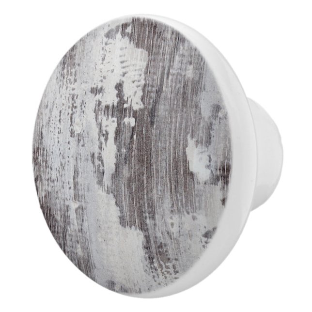 Distressed Maui Whitewashed Oak Wood Grain Look Ceramic Knob (Right)