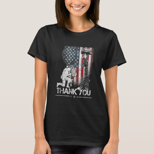 Distressed Memorial Day American Flag Military Boo T_Shirt