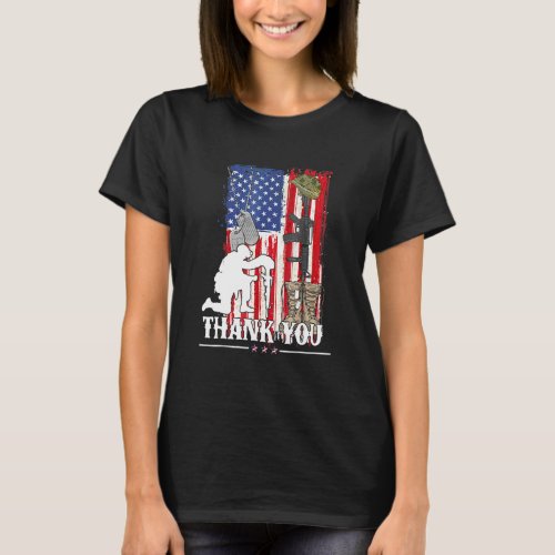 Distressed Memorial Day American Flag Military Boo T_Shirt