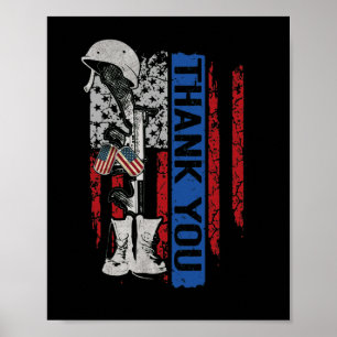 Distressed Memorial Day Flag Military Boots Dog Poster