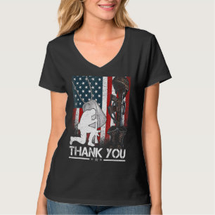 Distressed Memorial Day  Flag Military Boots Dog T T-Shirt