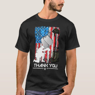 Distressed Memorial Day  Flag Military Boots Dog T T-Shirt