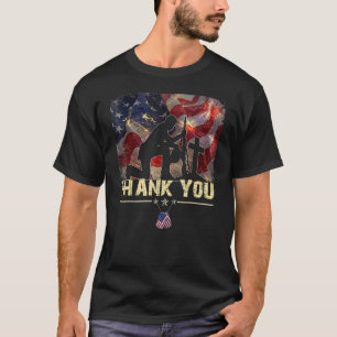 Distressed Memorial Day Flag Military Boots Dog T T-Shirt