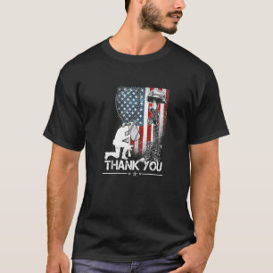 Distressed Memorial Day Flag Military Boots Dog T T-Shirt