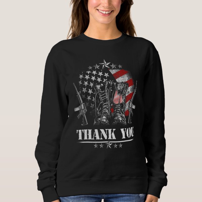 Distressed Memorial Day Flag Military Boots Dog Ta Sweatshirt (Front)