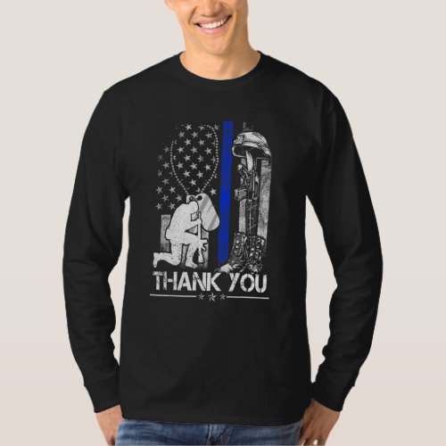 Distressed Memorial Day Flag Military Boots Dog Ta T_Shirt