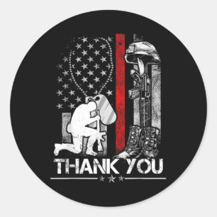 Distressed Memorial Day Shirt Flag Military Boots Classic Round Sticker