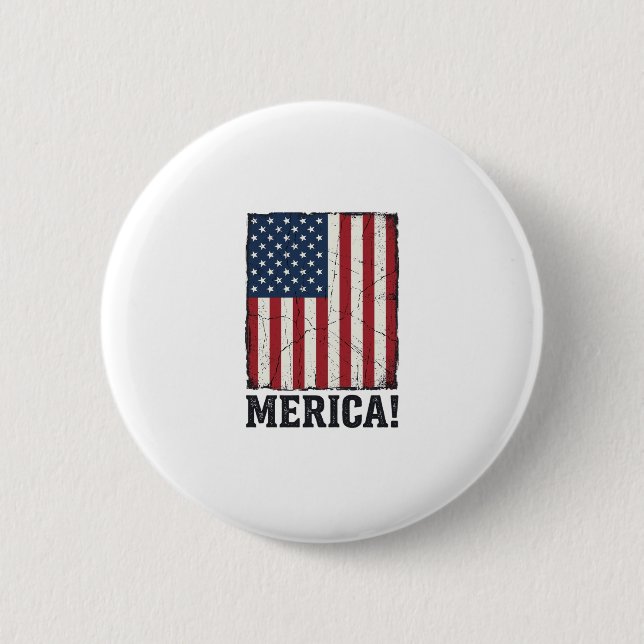 Distressed Merica Flag Patriotic Vector Shirt Desi Button (Front)