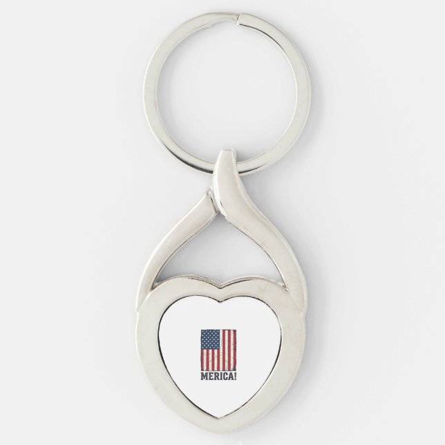 Distressed Merica Flag Patriotic Vector Shirt Desi Keychain (Front)