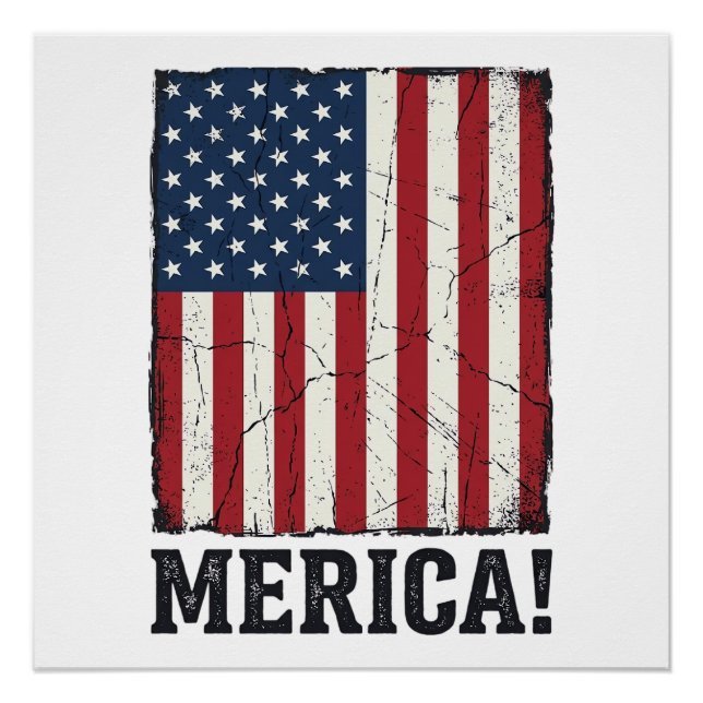 Distressed Merica Flag Patriotic Vector Shirt Desi Poster (Front)