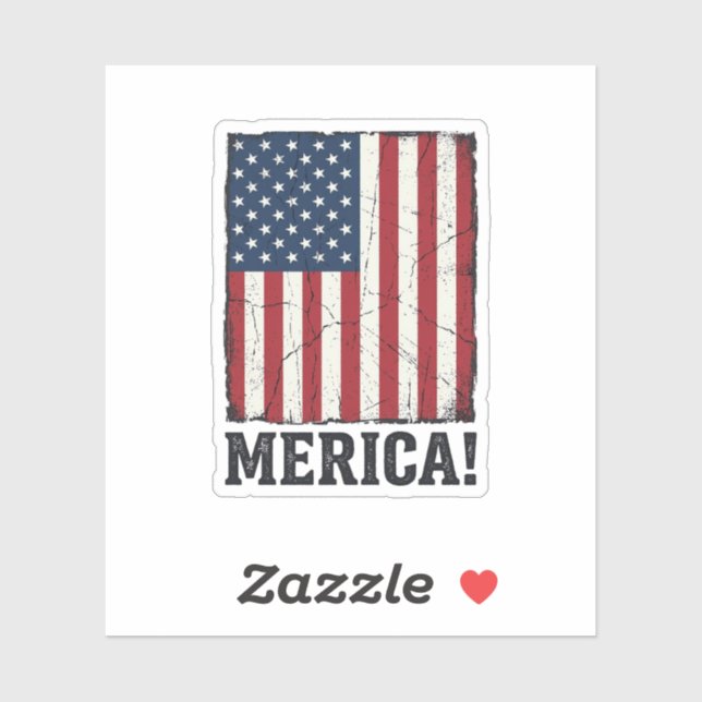Distressed Merica Flag Patriotic Vector Shirt Desi Sticker (Sheet)