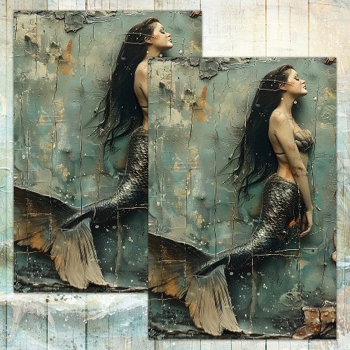 DISTRESSED MERMAID DECOUPAGE TISSUE PAPER