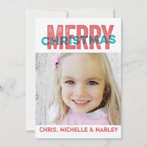Distressed Merry Christmas Greetings Photo Card