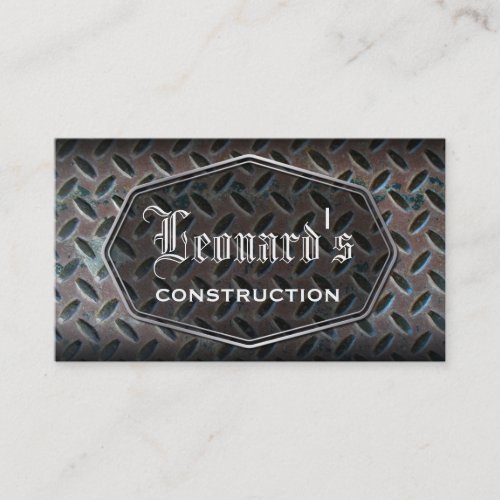 Distressed Metal Construction Business Card