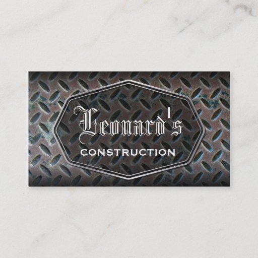 Customizable Distressed Metal Construction Business Card