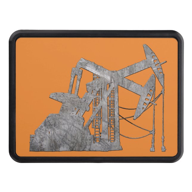 Distressed Metal Oilfield Design Hitch Cover (Front)