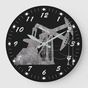 Distressed Metal Oilfield Design with Numbers Large Clock