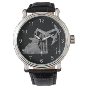Distressed Metal Oilfield Design with Numbers Watch
