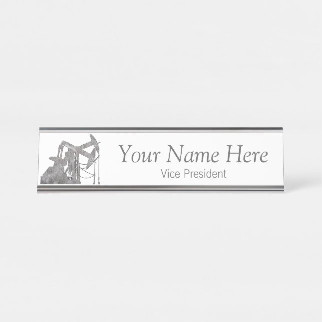 Distressed Metal | Oilfield | Personalized Design Desk Name Plate (Front)