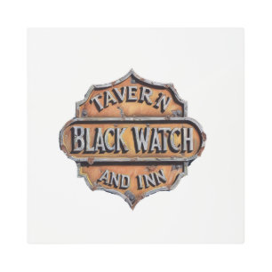 Distressed Metal Sign For Black Watch Tavern & Inn