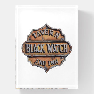 Distressed Metal Sign For Black Watch Tavern & Inn Paperweight