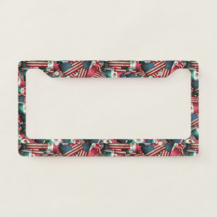 Distressed Mexican/American Flags - US & Mexican License Plate Frame