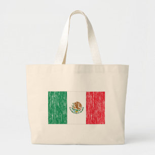 Distressed Mexican Flag Large Tote Bag